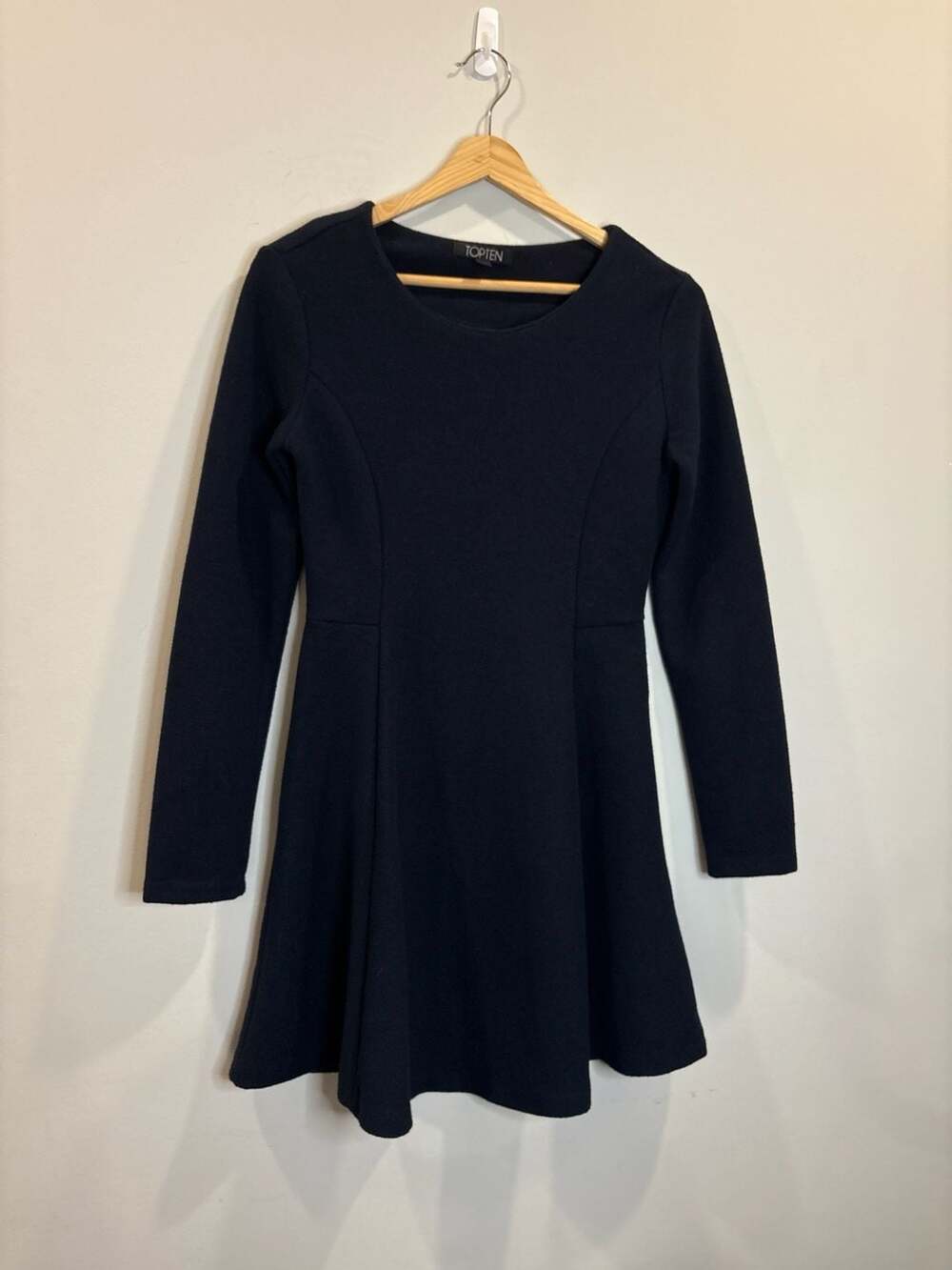 Topten Navy Blue Long Sleeve Fit and Flare Skater Dress Size 85